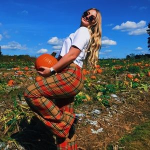 Free People Wide Leg Plaid Pants